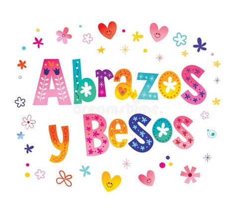 Los Besos De Abrazos Y Abrazan Y Los Besos En Español Ilustración Del