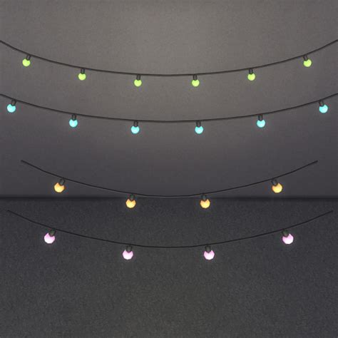There Are Many Colorful Lights Strung From The Ceiling In This Room