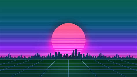 Retrowave City Sunset Grid Retrowave Synthwave Artist Artwork