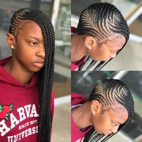 Alternate box braids with delicate curls. cornrow braided hairstyles for natural hair: 50 Catchy ...