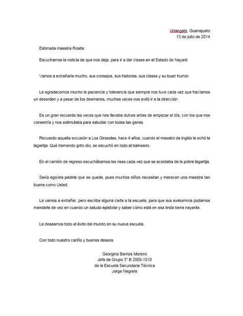 Carta De Despedida Maestra Jardinera Sample Site W Kulturaupice