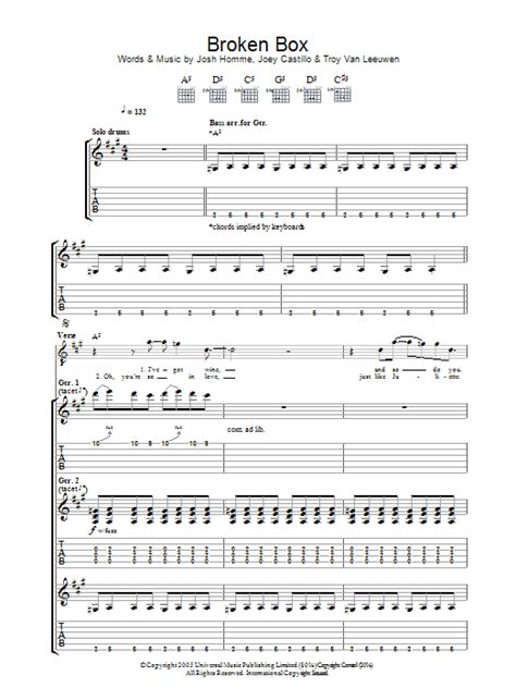 Broken Box By Queens Of The Stone Age Guitar Tab Guitar Instructor
