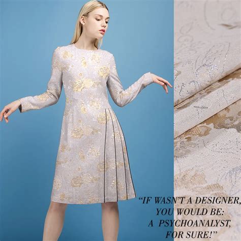 145 Cm Gold Jacquard Fabric Elegant Dress Yarn Dyed Fabric French