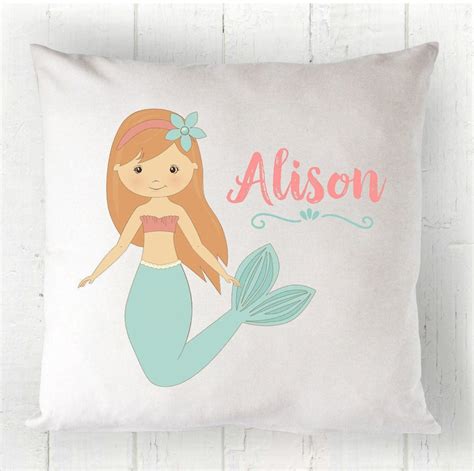 Mermaid Pillow Personalized Mermaid Pillow Mermaid Pillowcase Etsy