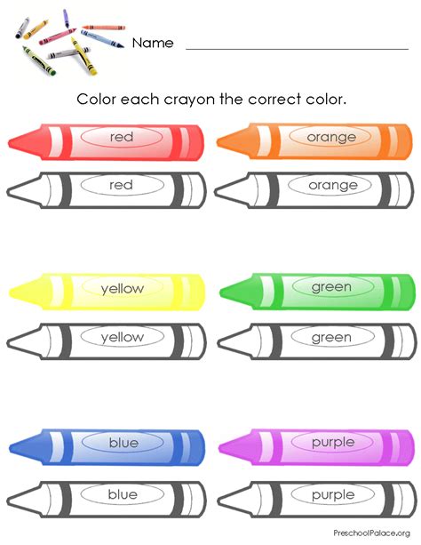 Color Crayon Worksheet Preschool Ideas Pinterest Preschool