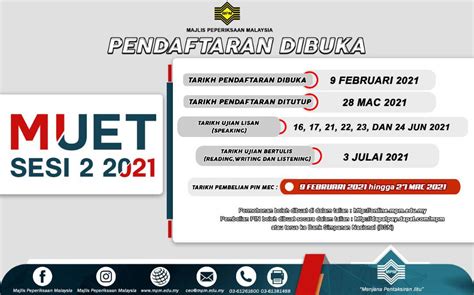 Sesi 1, sesi 2, sesi 3. Pendaftaran MUET Sesi 2 Tahun 2021 Dibuka Bermula 9 ...