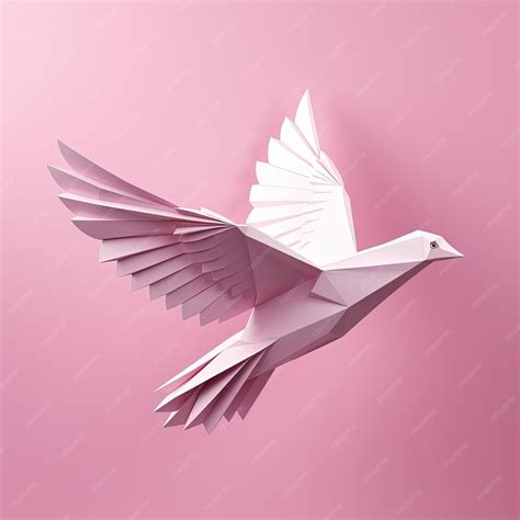 Premium Ai Image Origami Dove In Flight On A Pink Background