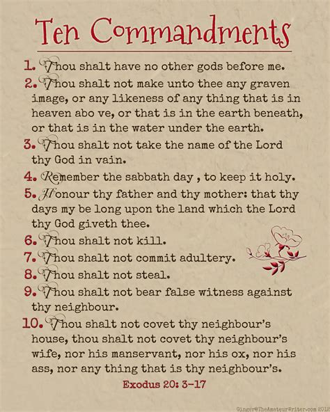List Of Ten Commandments