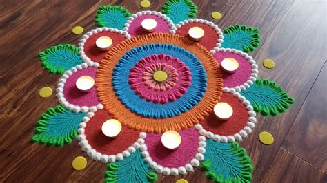Diwali rangolis range from super simple designs to complex designs. Flower rangoli design for diwali | colourful rangoli ...