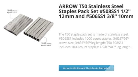 Arrow T50 Stainless Steel Staples Pack Set 508ss1 12 12mm And