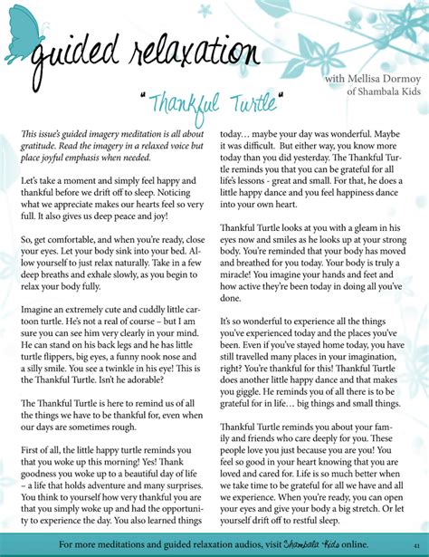 Guided Relaxation Script The Thankful Turtle