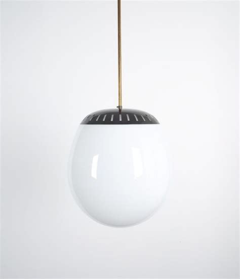 Stilnovo Large Ball Pendant Lamp Opal Glass Circa 1950 Pendant Lamp