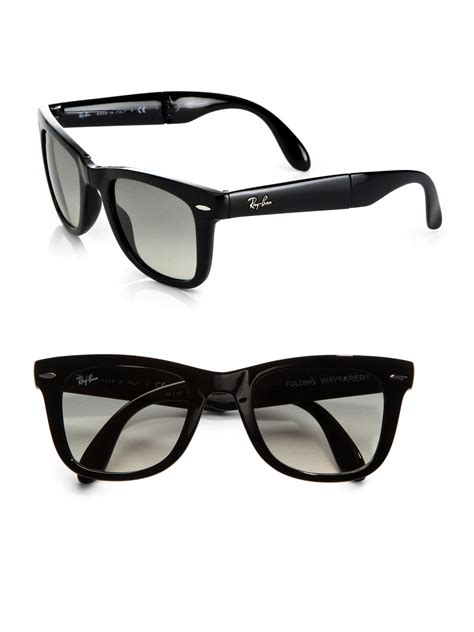 Lyst Ray Ban Folding Square Wayfarer Sunglasses In Black