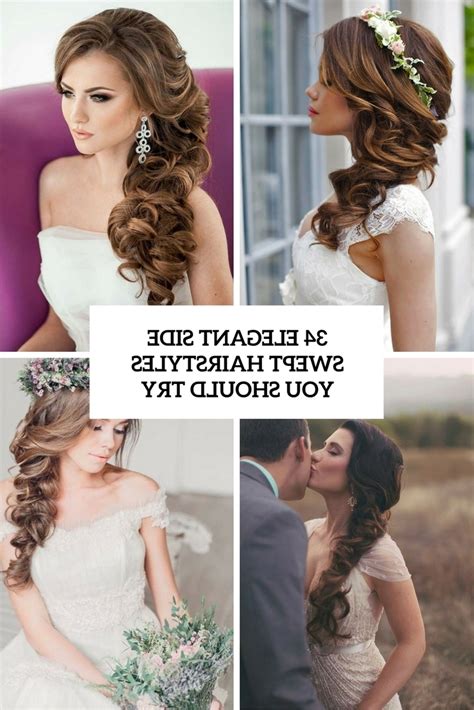 There is a good amount of wedding hairstyles for long hair half up a bride can choose. 15 Inspirations of Side Swept Wedding Hairstyles