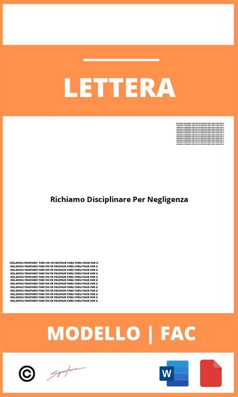 Lettera Di Richiamo Disciplinare Per Negligenza