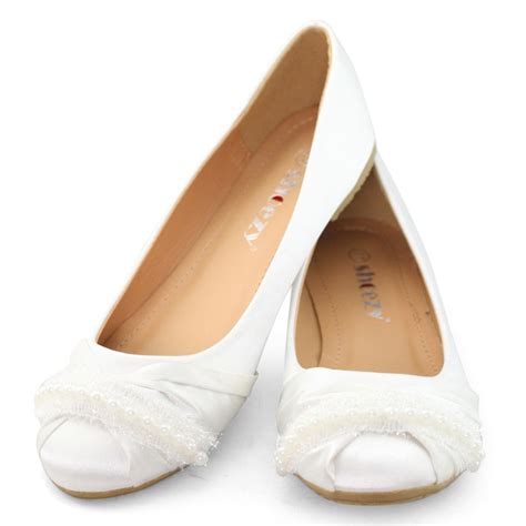 Shoezy Brand Flat Shoes Women Flats White Ballet Satin Round Toe