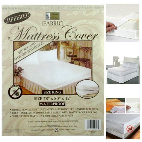 King Size Fabric Zippered Mattress Cover Waterproof Bed Bug Dust Mite
