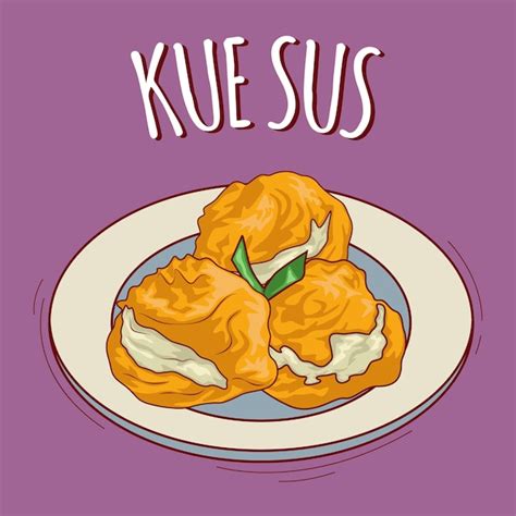 Premium Vector Kue Sus Illustration Indonesian Food With Cartoon Style