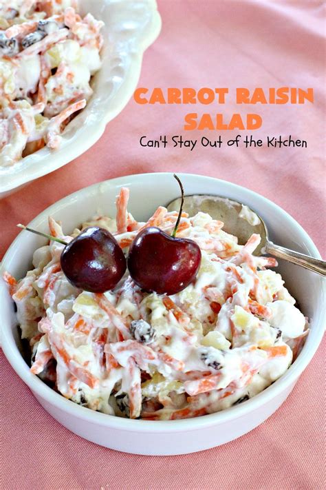 Skinny on ww low calorie carrot salad with raisins and walnuts. Carrot Raisin Salad - Can't Stay Out of the Kitchen