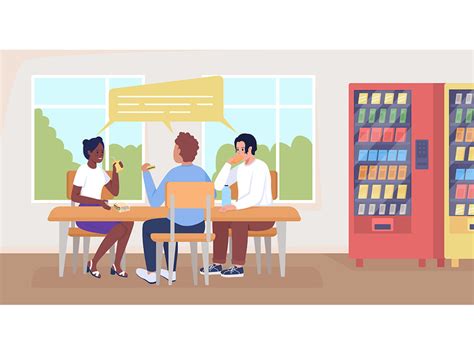 Students On Lunch Break Flat Color Vector Illustration By Epicpxls