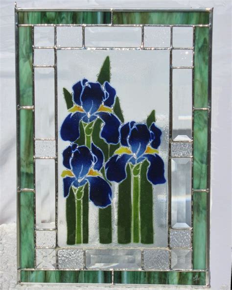 Blue Iris Fused Glass Panel Insert In Stained Glass Panel Fused Glass Panel Stained Glass Glass