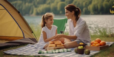 Madre Con Su Hija De Picnic Foto Premium