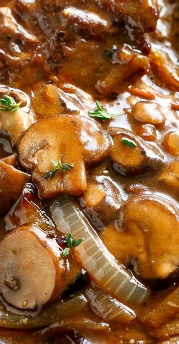 Lean ground beef and turkey are combined with breadcrumbs and sauteed onions then shaped into patties and simmered in a mushroom gravy to create a lightened, healthier version of this retro. Ribeye Steaks with Mushroom Gravy | Grilled steak recipes, Easy steak recipes, Recipes