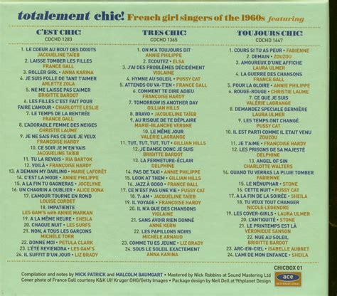 Various Cd Totalement Chic French Girl Singers Of The 1960s 3 Cd