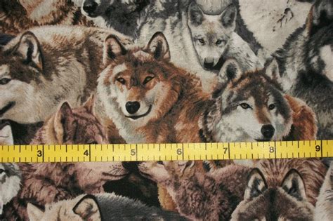Wolf Fabric Wolves Fabric Canine Fabric By The Yard Etsy