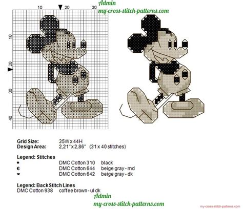 Mickey Mouse Vintage Style Height 40 Stitches Free Cross Stitch