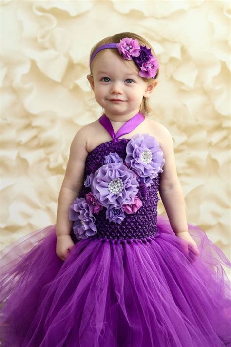 Purple Flower Girl Tutu Dress With Matching By Krystalhylton Flower