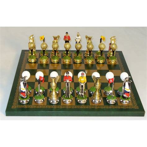Royal Chess Golf Themed Pewter Chess Set Themed