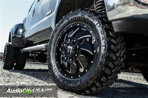 20″ Fuel Wheels D574 Cleaver Dually Gloss Black Milled Rims For Ford F
