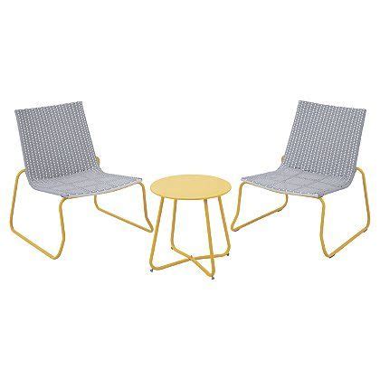 Outdoor wooden furniture is solid, built to last if cared for and weather resistant, which means it can be left out all year. Ventura 3 Piece Bistro - Grey and Yellow | Home & Garden ...
