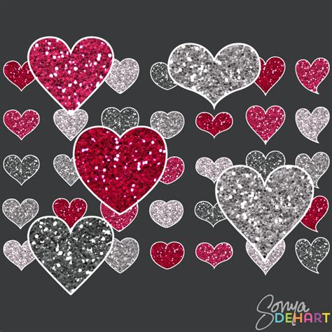 Clip Art Glitter Hearts