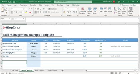 Task Management Template Free Template In Excel
