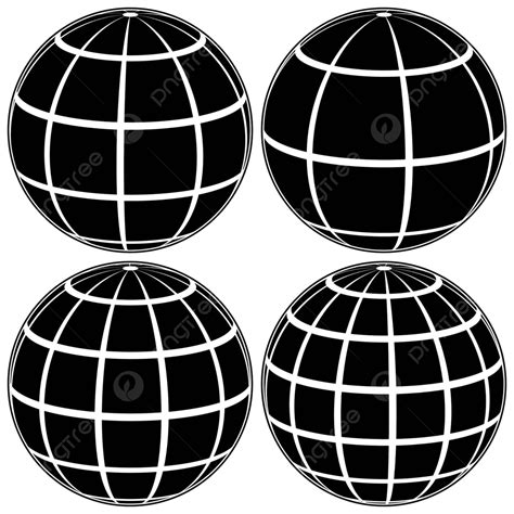 3d Black Globe With Coordinates Stripes And Grid Lines Vector Concept