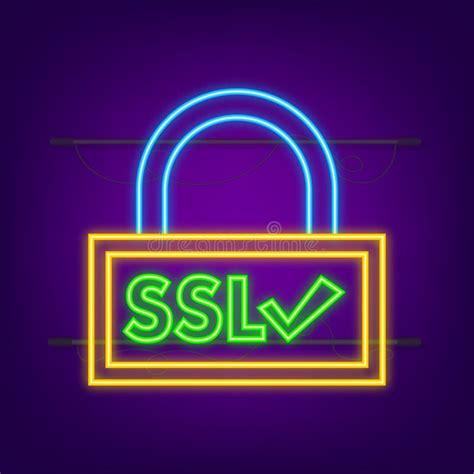 Secure Internet Connection Ssl Neon Icon Ssl Safe Guard Stock Vector
