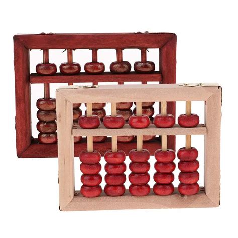 Classic Wooden 5 Digit Abacus Chinese Calculator Frame Kids Math