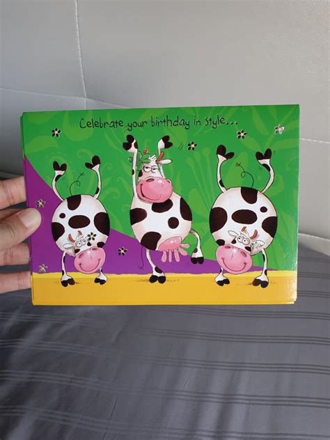 Dancing Cow Birthday Card Hobbies And Toys Stationery And Craft Art