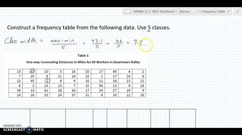 Calculate Class Width For A Frequency Table Example 2 YouTube