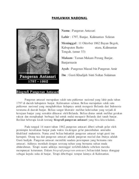 Biografi Tokoh Pahlawan Nasional Indonesia Tulisan