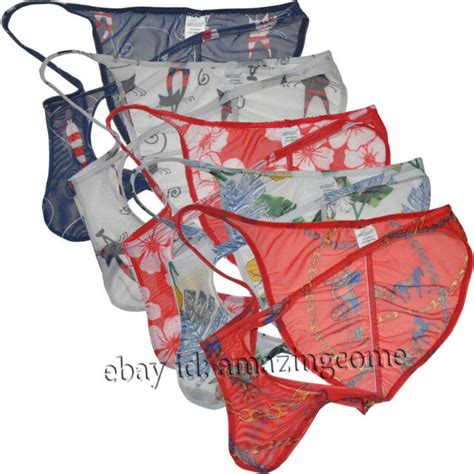 Men Bikini Briefs See Through Underwear Sissy Colorful Contour Pouch