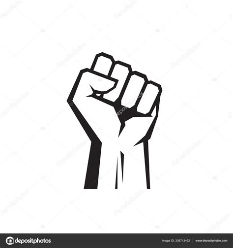 Raised Fist Black Icon White Background Vector Illustration Website