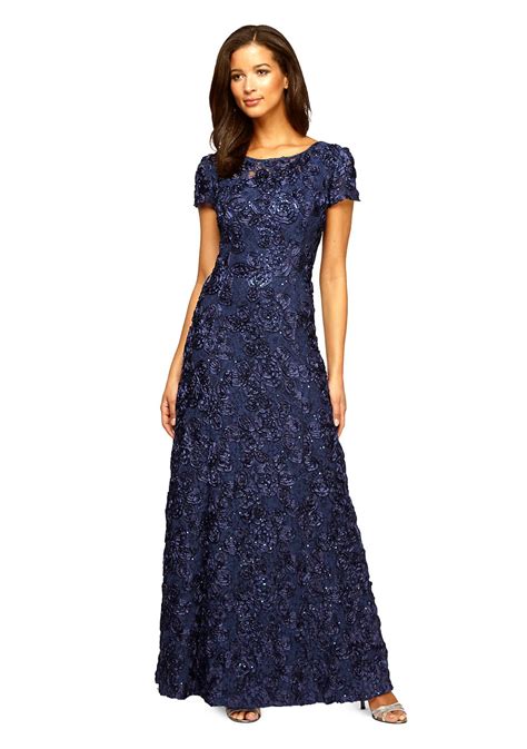 Alex Evenings Rosette Gown With Sequin A Line Gown Mother Of The