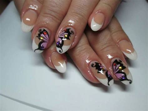 Paint your nails is to give a special touch to the visual feel more beautiful. #nails #french #white #butterfly #acrylicpaint | Nail art ...