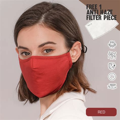 Pp Reusable 4 Layer Pure Cotton Face Mask Red I Pinkyparadise
