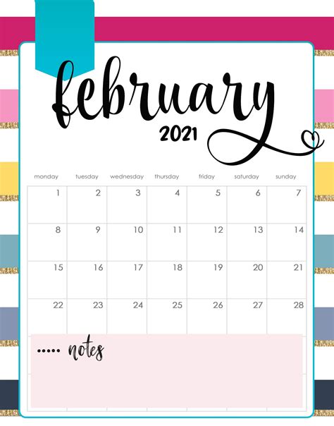 Calendar February 2021 Printable Pdf Holidays Template One Platform