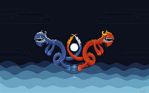 2k Free Download Dragons On Water Fire Water Logo Ice Cartoon