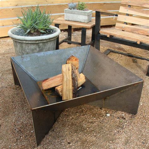 The Fin Fire Pit 36 Modern Metal Outdoor Fire Pit Square Wood Burning